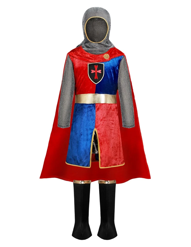 Fantasia infantil de Halloween, roupa de cavaleiro medieval para meninos, cavaleiro renascentista C... - Imagem 1 de 4