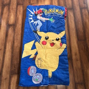 NOS Vintage Pokemon Sleeping Bag Pikachu Pokeball Zip 1995 Nintendo Game Freak - Picture 1 of 10