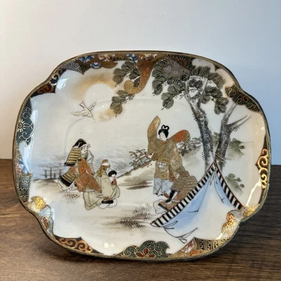 Antiguo plato de porcelana japonés Kutani firmado pintado a mano pieza de exhibición Foto 1 de 4