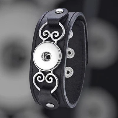 Snap Jewelry Brown Leather Bracelet Heart Fits 18-20mm Ginger Style Charms NEW - Image 1 of 4