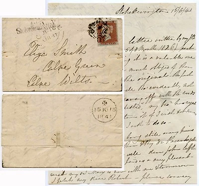 PENNY RED Plate 10 JL 1841 STOKE NEWINGTON TP LETTER to CALNE..4 MARGINS cv £325 - Изображение 1 из 3