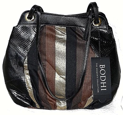 NUEVO CON ETIQUETAS NUEVO BODHI Negro Marrón Hobo Bolso de Mano Cartera Foto 1 de 3
