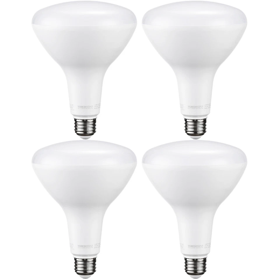 4 Pack BR40 LED Bulb, 17W=100W, Dimmable, 3000K Warm White, 1400lm Flood Light - Image 1 of 4