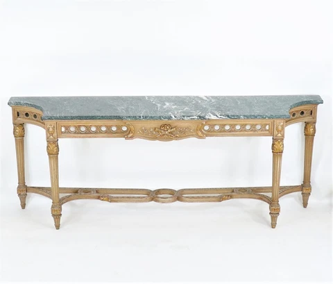 ANTIQUE (CIRCA 1915) FRENCH MARBLE TOP CONSOLE TABLE Cover