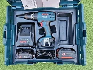 Bosch GSB 18-2-LI drill Driver 2x Batteries 18v 1.3Ah 2.6Ah Charger Kit L-boxx - Picture 1 of 15