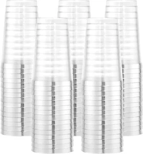 I00000 100 Pack 12oz Silver Rimmed Disposable Cups - Party Wine & Cocktail Glass - Picture 1 of 5