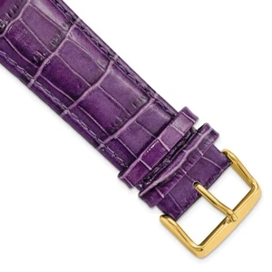 DeBeer 24mm Violet Crocodile-Style Grain Chrono Gold-tone Buckle Watch Band - Picture 1 of 4