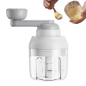 1X Manual Food Processor Mini Cordless Vegetable Garlic Chopper With Hand Crank - Picture 1 of 12