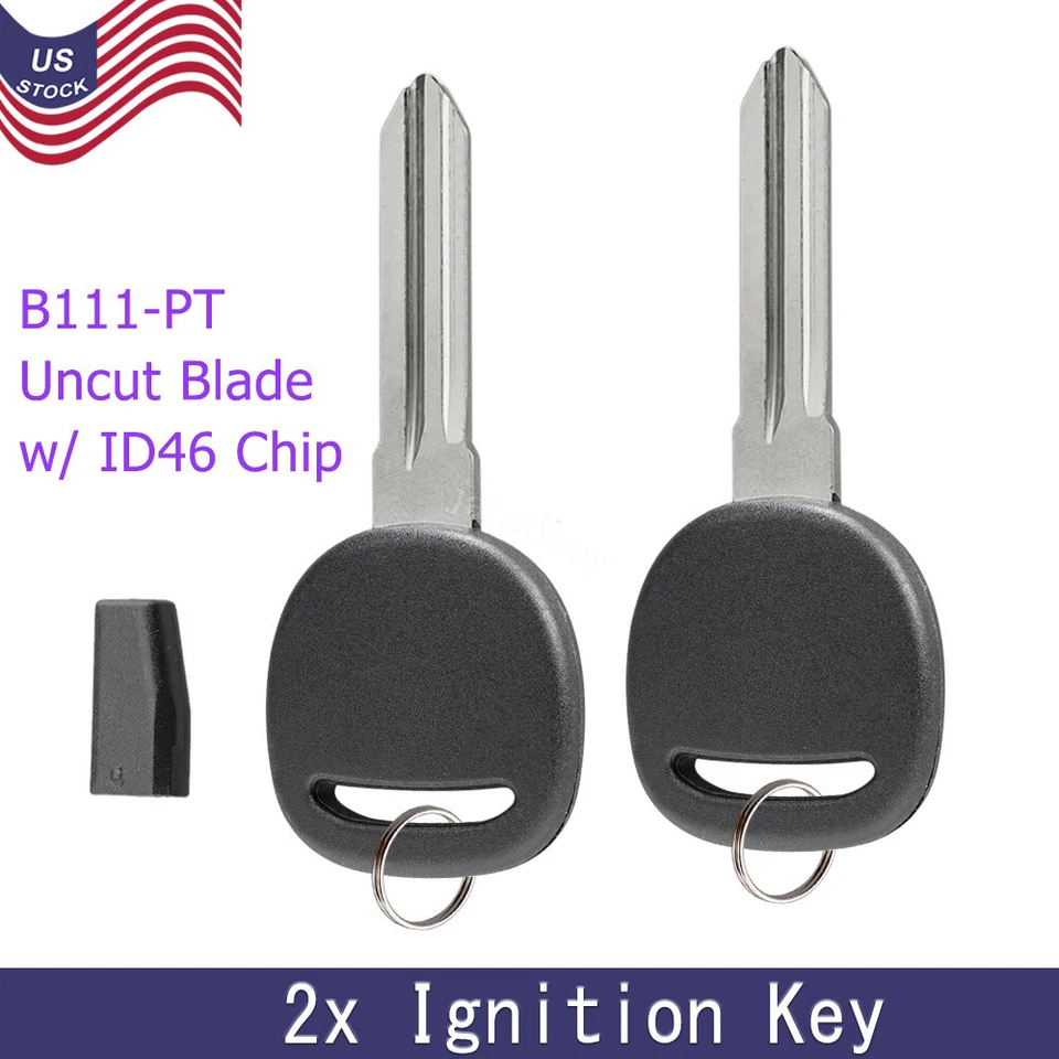 2 llaves de transpondedor Chevrolet Cobalt 2005 2006 2007 2008 2009 2010 de repuesto Foto 1 de 4