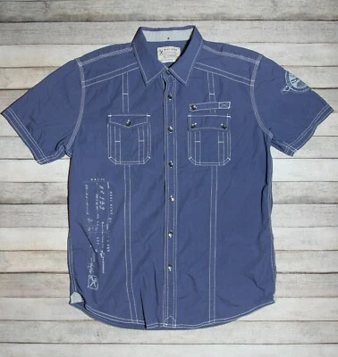 Marc Ecko Cut & Sew Men's Size Large Short Sleeve Shirt Button Up  - Image 1 of 4