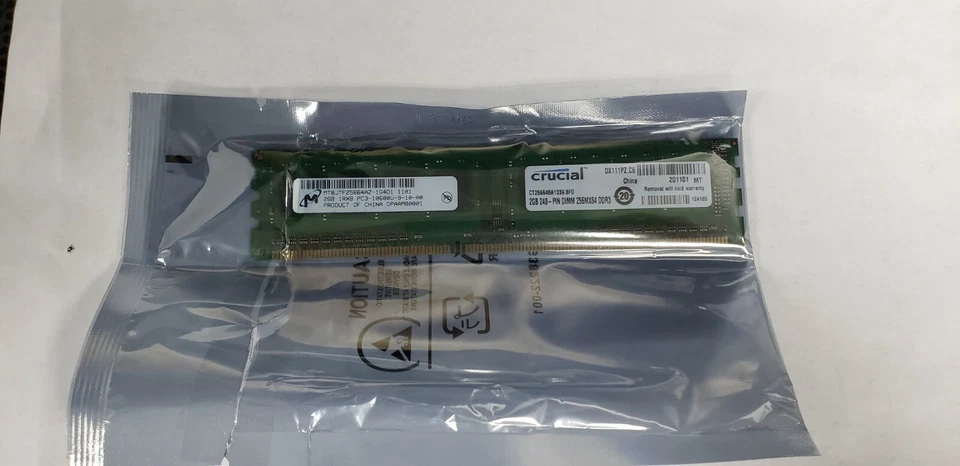 *LOT* Crucial PC3-10600 2 GB DIMM 1333 MHz DDR3 SDRAM Memory (CT25664BA1339) x2 - Image 1 of 1