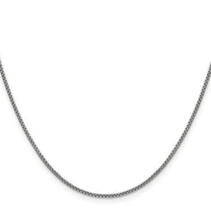 14K Solid White Gold 1.5mm Round Box Link Chain Necklace - Picture 1 of 53