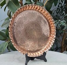 STUNNING 1800'S PERSIAN Copper Pie Crust serving Tray 29cm diam HEAVY 716g