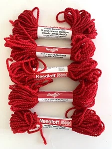 Lot of 5 Skeins Needloft Color 7-51001 RED Nylon Plastic Canvas Yarn 10 Yds Ea - Picture 1 of 2