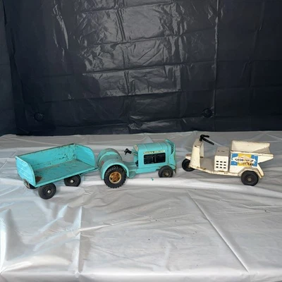 Tractor de juguete Tonka Airlines vintage años 60 con remolque y coche de servicio 👍 Foto 1 de 4