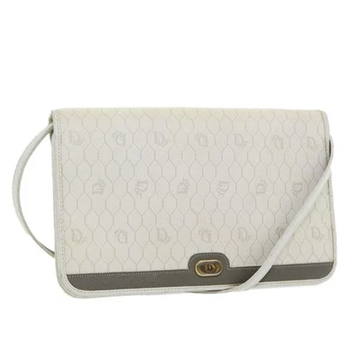 Bolsa de ombro Christian Dior favo de mel lona PVC couro ouro branco autêntica 85691 - Imagem 1 de 4