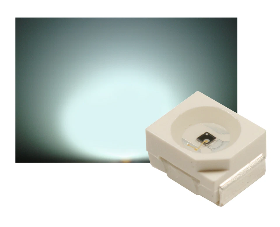 100  SMD LED PLCC2 PLCC-2 3528 WEISS 7000°K  9-10 lm (3000 mcd) ULTRAHELL - Bild 1 von 1