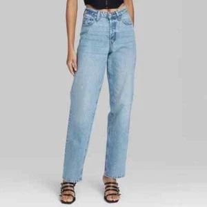 Women's High-Rise Easy Rigid Straight Leg Jeans - Wild Fable Medium Wash Size 10 - Picture 1 of 2