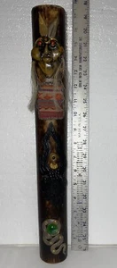 Handmade Peruvian Rainstick with hand carverd figures and stones - Picture 1 of 9