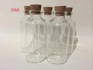 20pcs 30ml Empty Sample Vials Clear Glass Bottles with Corks Jars 68*32*12.5mm - Picture 1 of 3