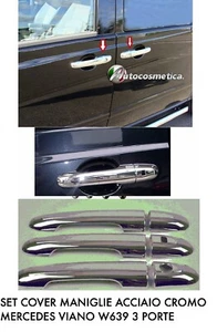 Set cover maniglie adesive acciaio cromo Mercedes Viano W639 3 porte 2005-2011  - Foto 1 di 1