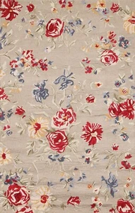 Pottery Barn Sophie Floral Handmade Gray Wool Area Rug 5' x 8' - Picture 1 of 1