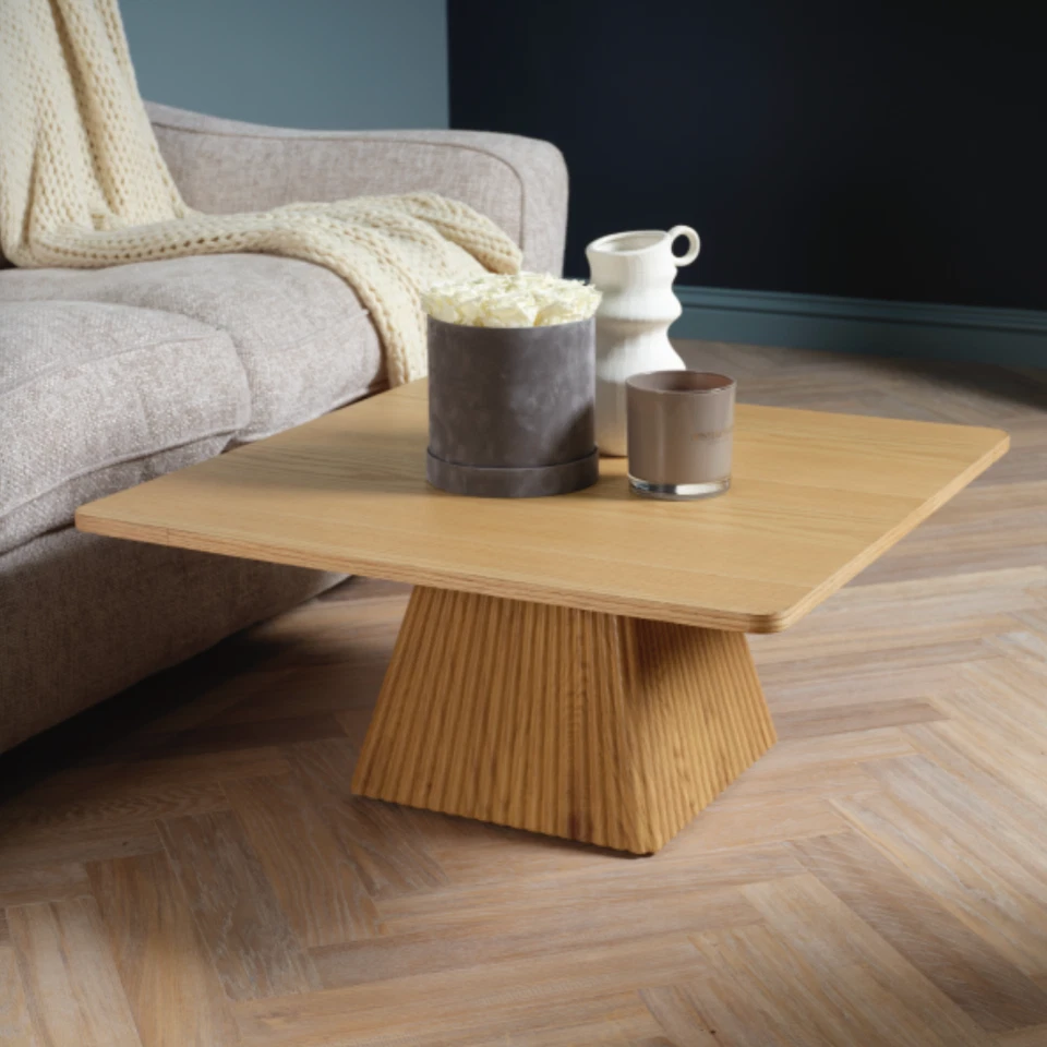 Square Panelled Coffee Table with Angled Base 360mm H x 800mm D x 800mm W - Image 1 of 1