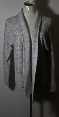 Suéter cárdigan envolvente MADEWELL mezcla de lino negro talla XXS Foto 1 de 4