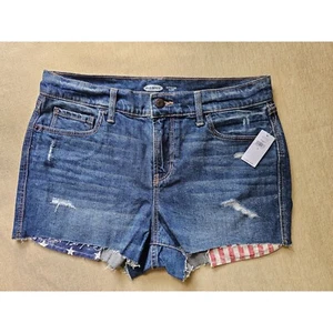NWT Old Navy Cut Off Shorts Size 6 American Flag Pocket Boyfriend Fit - Picture 1 of 6