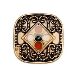 5pcs Vintage Square Alloy Button with Colorful Enamel Inlay 22mm - Picture 1 of 8