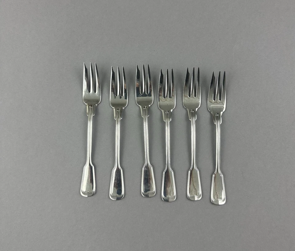 WMF Augsburger Fadenmuster, Alte Serie, Cromargan, 6 Kuchengabel - Bild 1 von 4