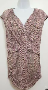 Classiques Entier Womens Faux Wrap Top Large Pink Sleeveless Snake Print - Picture 1 of 12