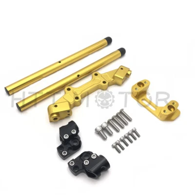 CNC Adjustable Handlebar w/ Adapter For 2014-2017 Ducati Monster 821 1200 GOLD - Image 1 of 4