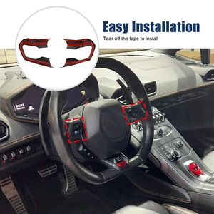 Real Carbon Fiber Steering Wheel Button Trim For Lamborghini Huracan 580 2014-21 - Picture 1 of 19