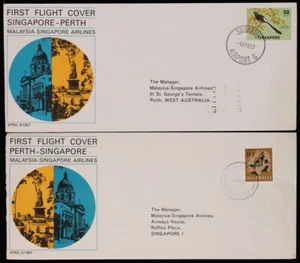 MALAYSIA 1967 Pictorial First Flight Covers Singapore - Perth,Taipei & Hong Kong - Picture 1 of 6
