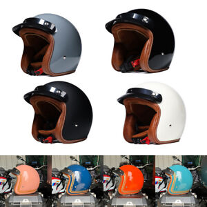 Vintage 3/4 Open Face Motorcycle Helmets Scooter Helmet Cafe Racer Safety Helmet
