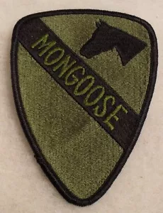 VIETNAM ERA PATCH 1ST CALVARY "MONGOOSE" MADE WITH PATCH SUBDUED ME W/ WHITEBACK - Picture 1 of 2