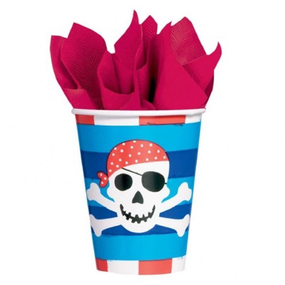 Pirate's Treasure Map Caribbean Kids Birthday Party 9 oz. Paper Cups - Image 1 of 1