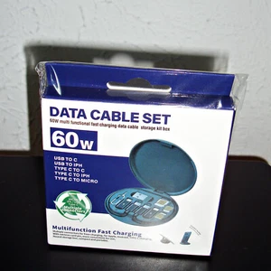【NEW】60W MULTI USB FAST CHARGING CABLE SET FOR APPLE & ANDROID WITH STORAGE BOX - Picture 1 of 12