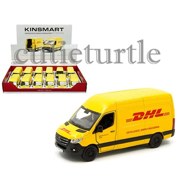Coche de juguete fundido a presión amarillo Kinsmart Mercedes Benz Sprinter DHL Van 1:48 KT5429D Foto 1 de 1