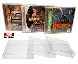 25 SEGA SATURN DREAMCAST SINGLE JEWEL CASE PROTECTIVE SLEEVE BOX PROTECTOR CLEAR - Picture 1 of 10