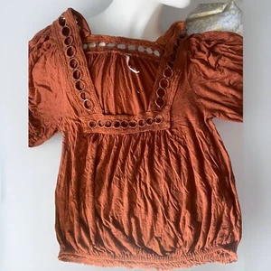 Free People Top Cuello Cuadrado Manga Acampanada S - Imagen 1 de 2