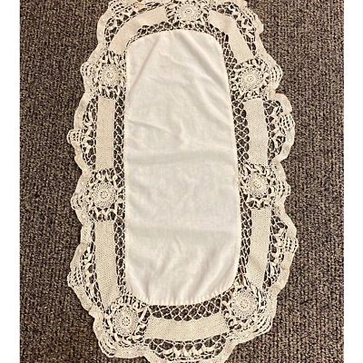 Table Runner Dresser Scarf Doily Hand-made Crocheted Design Vintage - Image 1 of 4