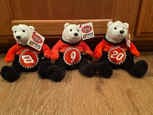Vintage 2002 #8, #9, #20 NASCAR Coca Cola Racing Family Plush Team Bears w/Tags - Picture 1 of 7