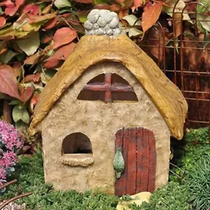 Hada Gnomo Miniatura Casa de Jardín Casa de Campo 5.5" de Alto Puerta con Bisagras Chimenea de Piedra - Imagen 1 de 1