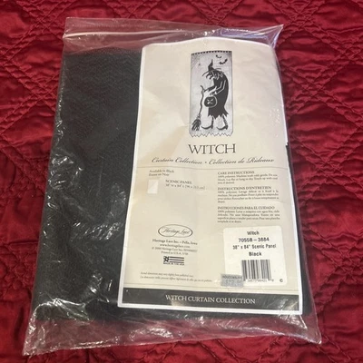 De colección Heritage Encaje Halloween Bruja Panel Transparente Negro 38" x 84" Paquete Sellado Foto 1 de 4