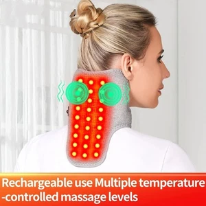 Red Light Electric Pad Neck Shoulder Back Heating Pad Pain Relief Neck Brace - Picture 1 of 17