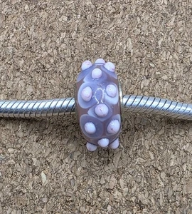 AUTENTICO CIONDOLO 3D FIORI VIOLA E VIOLA VETRO MURANO PERLINE ARGENTO STERLING - Foto 1 di 3