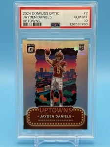 2024 PANINI DONRUSS OPTIC UPTOWNS #2 JAYDEN DANIELS PSA 10 Commanders - Picture 1 of 2