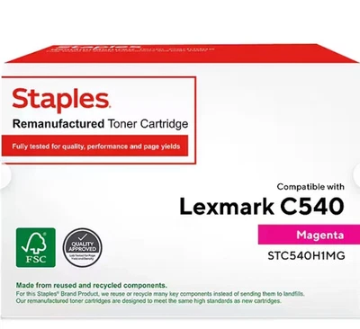 Staples High Yield Toner Cartridge- Lexmark C540 TRC540H1MG- MAGENTA - Image 1 of 2